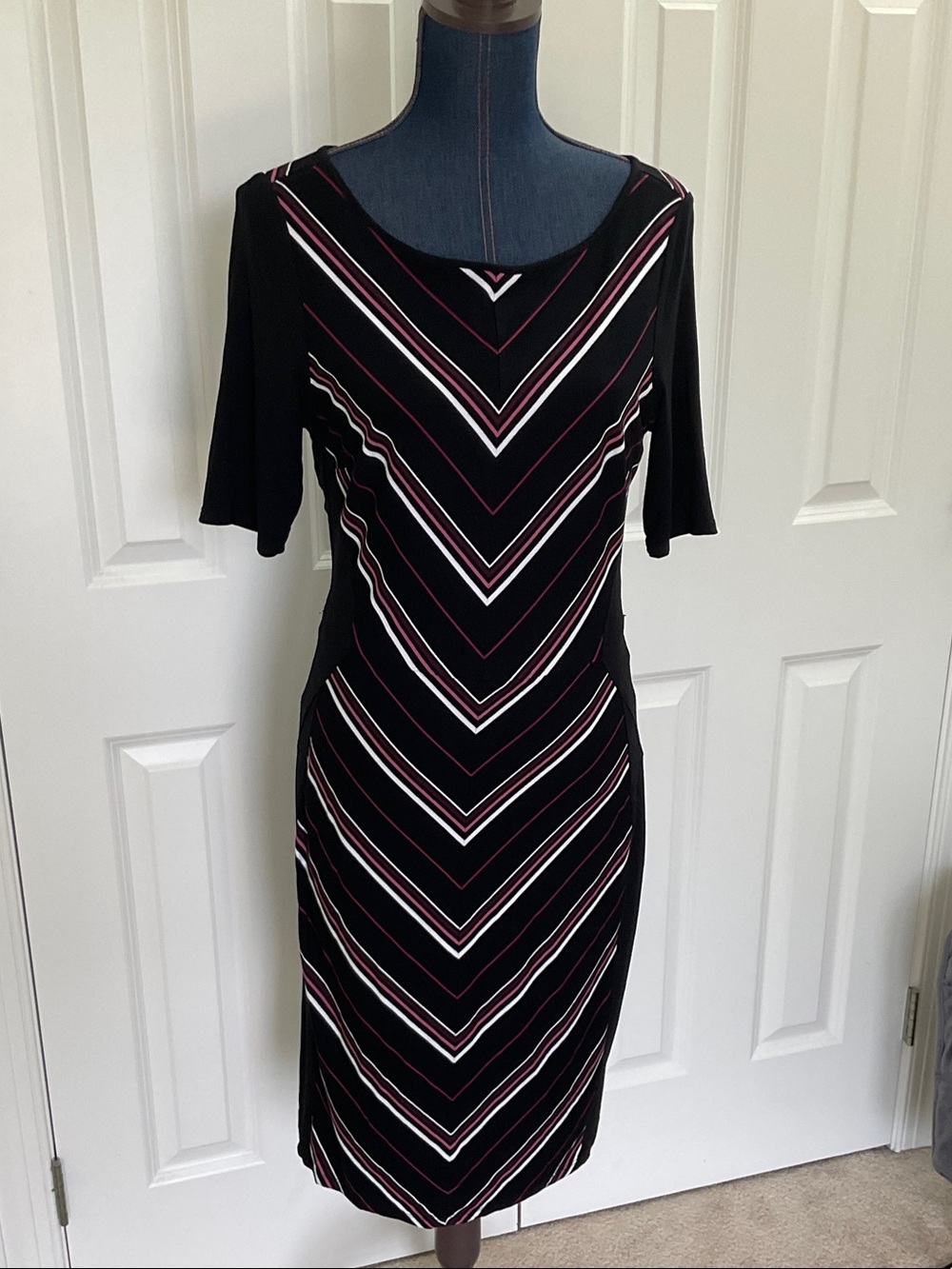 WHBM Chevron Stripe Sheath Dress